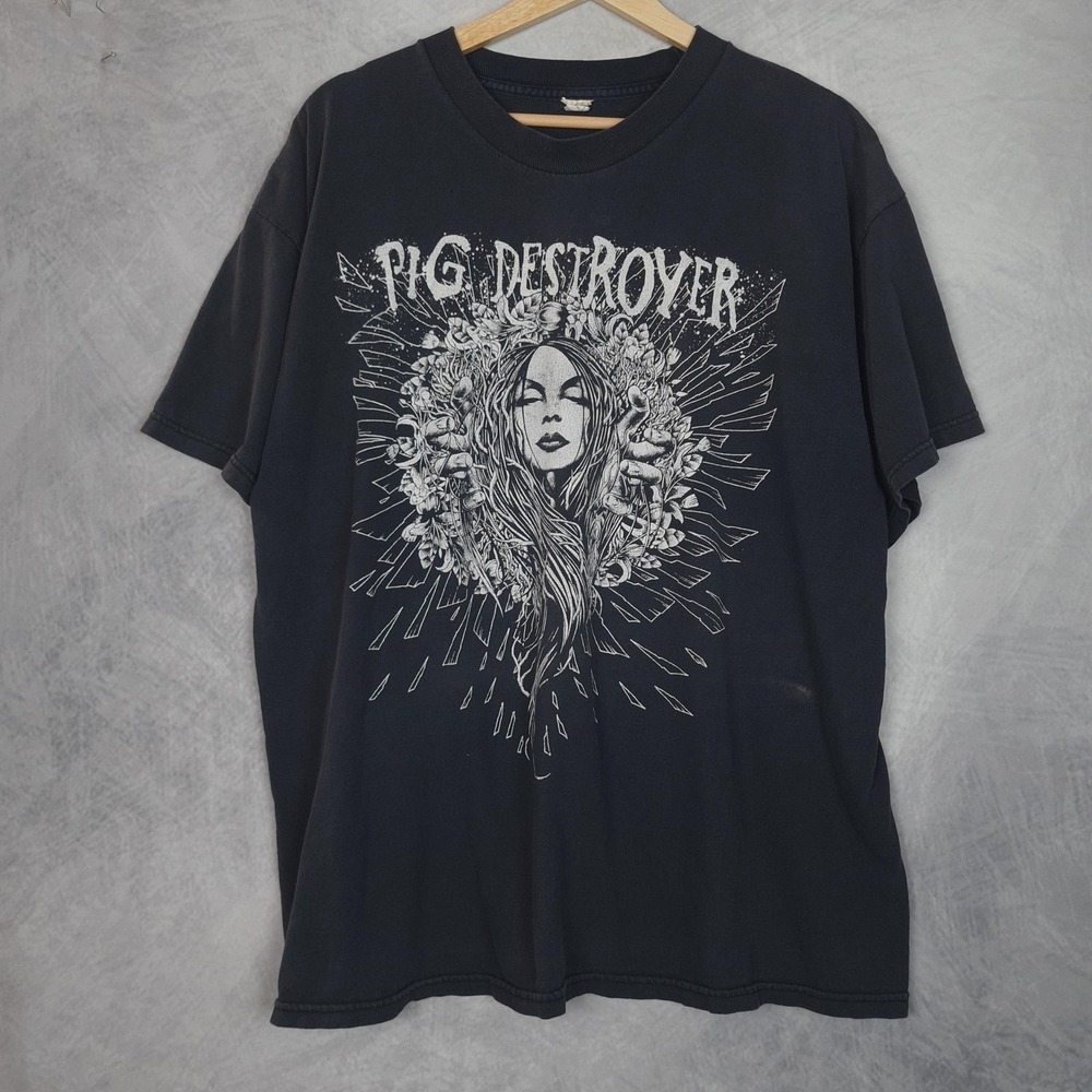 Pig Destroyer Y2K Shirt Mens XL Black Metal Band Graphic Tee Grindcore Rare